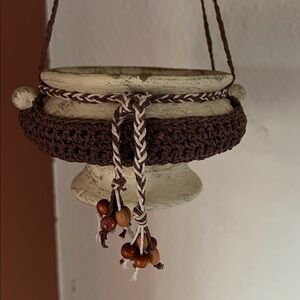 Hanging Artisan pottery with antiquing detail 4.5”